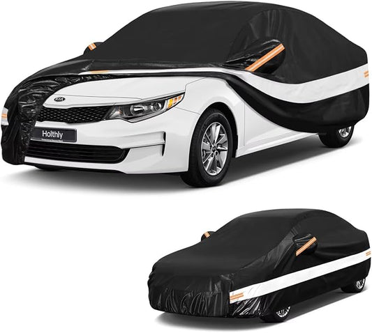 10 Layers Car Cover Custom Fit for KIA Optima KIA K5(2000-2026), Waterproof All Weather for Automobiles, Outdoor Full Cover Sun Dust Rain Protection with Cotton. Black