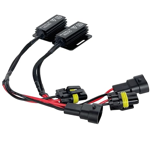 9006 LED Load Resistor Adapter 50W 6Ohm Upgraded Canbus Decoder Fix Headlights Fog Light DRL Error Code Anti-Flicker Wiring Relay Harness