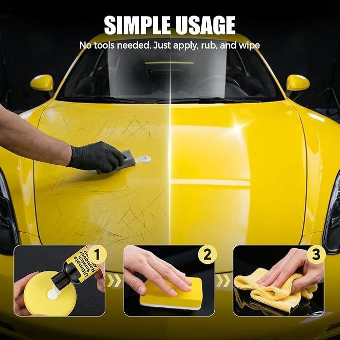 Car Scratch Removal Wax, 2026 New Scratch Remover for Vehicles, Car Paint Scratch Repair Kit for Deep Scratches, Universal Polishing Compound with Sponge (2pcs)