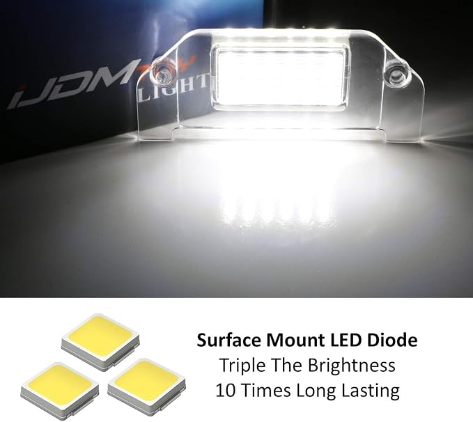 iJDMTOY OEM-Fit 3W Full LED License Plate Light Kit Compatible with 2005-2014 Dodge Charger Challenger Dart Avenger Magnum, Powered by 18-SMD Xenon White LED