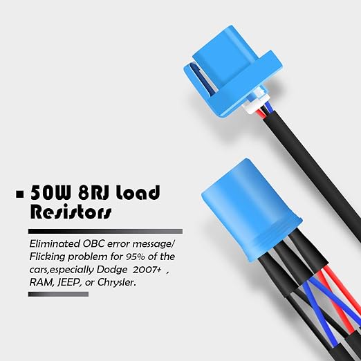 O-NEX HB5 9007 LED Load Resistor Kit 50W 8ohm Headlight Bulb Relay Harness Adapter Anti Flicker Error Decoder Warning Canceller