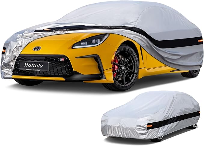 10 Layers Car Cover Custom Fit for Subaru BRZ (2012-2026)/Toyota 86 (2012-2021), Waterproof All Weather for Automobiles, Outdoor Full Cover Sun Dust Rain Protection with Cotton. Silver