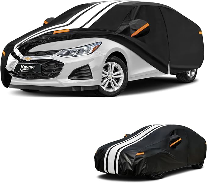 Kayme Heavy Duty Car Cover Custom Fit for Chevrolet Cruze Sedan (2007-2020) Waterproof All Weather for Automobiles, Gift with Tape/Towel, Outdoor Full Exterior Cover Rain Snow Sun UV Protection.