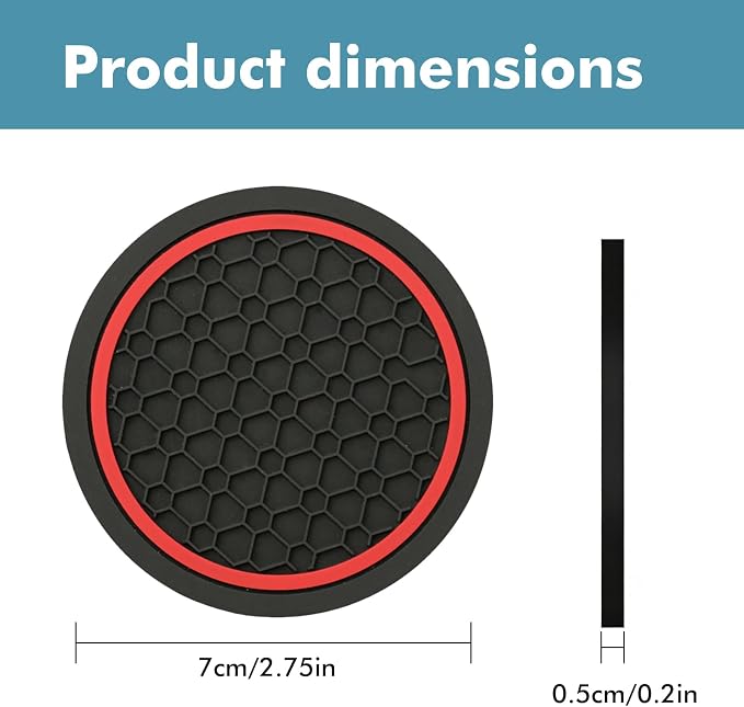 4 Pcs 2.75 Inch Car Coasters, Non-Slip Waterproof PVC for Cars Trucks RVs