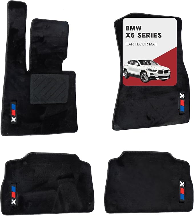 Custom 3D Car mats for BMW X6 2020-2024 Wool Carpet Car Mats - Glowing, Anti-Slip, All-Weather Full Coverage with Logo