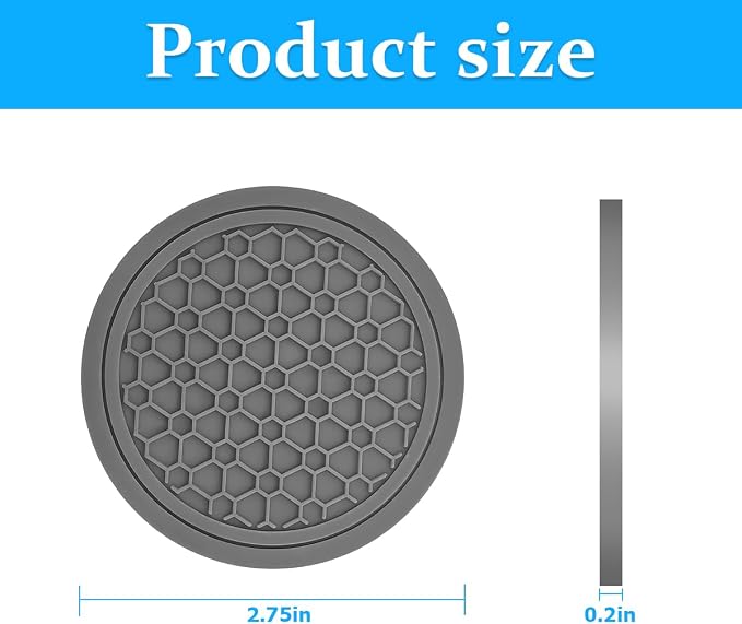Mandark 2PCS Car Cup Holder Coasters, 2.75 Inch Non-Slip Insert Water Bottle Holder Pads, Dustproof Automotive Interior Accessories Mat, Universal for Vehicles, Trucks, RVs and More(Gray)