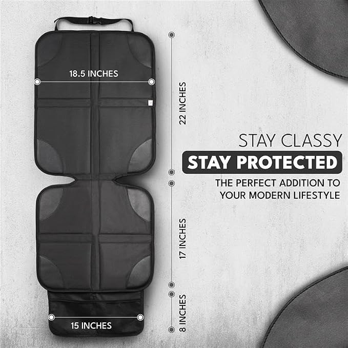 EcoNour Car Seat Protector 1 Pack, 600D Waterproof Non-Slip Seat Mat with Extra Thick Padding & Mesh Storage Pocket, Under Baby Car Seat or Pet, Protects Upholstery from Dirt & Damage