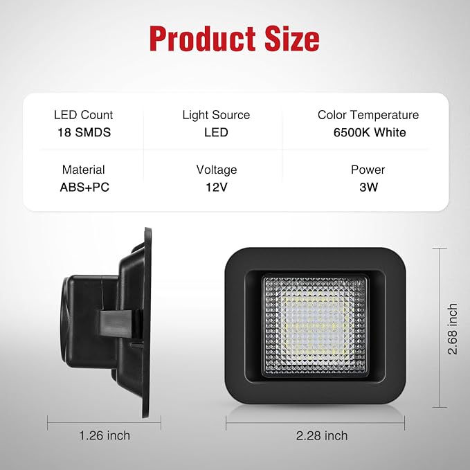 Nilight License Plate Lights Compatible with 2015 2016 2017 2018 2019 2020 Ford F150 Raptor Clear Lens Black housing 6000K White 2PCS Pack