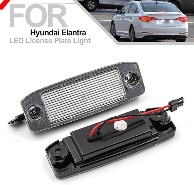 nsautolighting Elan'tra Led License Plate Light for 2007-2023+ Hyundai Kona N Elan'tra Tucson Sonata Kia Sport'age Sorento 6500K Xenon White Error Free Led Rear Tag Number Plate Lamps OEM 92501-J9000