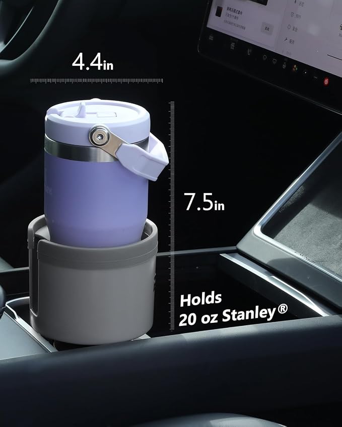 Seven Sparta Car Cup Holder Expander with Offset Adjustable Base, Compatible with Hydro Flasks 32/40 Ounce, Compatible with Yeti Ramblers 20/26/30 Ounce, Other Bottles in 3.4"-3.8" (Gray)