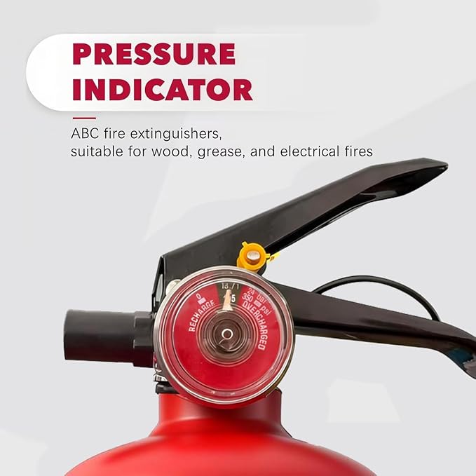 ABC Fire Extinguisher for Home & Vehicle - 2.5 lb 1-A:10-B:C Rated, Dry Chemical Fire Safety Certified for Kitchen/Car/Boat Use