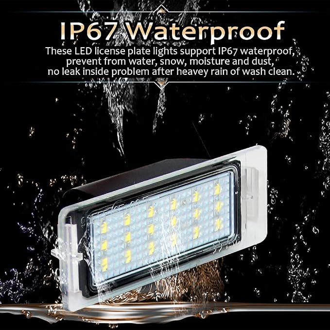 D-Lumina LED License Plate Light Tag Lamp Assembly for Chevy Corvette SS Equinox Impala Traverse Cadillac GMC Terrain Buick, Powered by 18-SMD 6000K White w/Error-Free Load Resistors, Pack of 2
