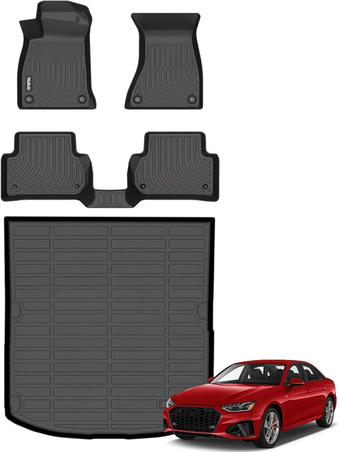 Wailtnb-Mats for Audi A4 Sedan 2017-2025 (Not Fit for Allroad) Floor Mat Cargo Liner All Weather Floor Liner Car Mat for A4 Custom Fit Automotive Full Set Accessories
