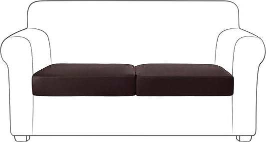 Yates Home PU Leather Couch Sofa Cushion Slipcover Water-Proof Elastic Chair RV Seat Covers Loveseat Sofa Furniture Protector Slip Cover for Settee Seater Replacement Living Room（2 Pieces, Chocolate）