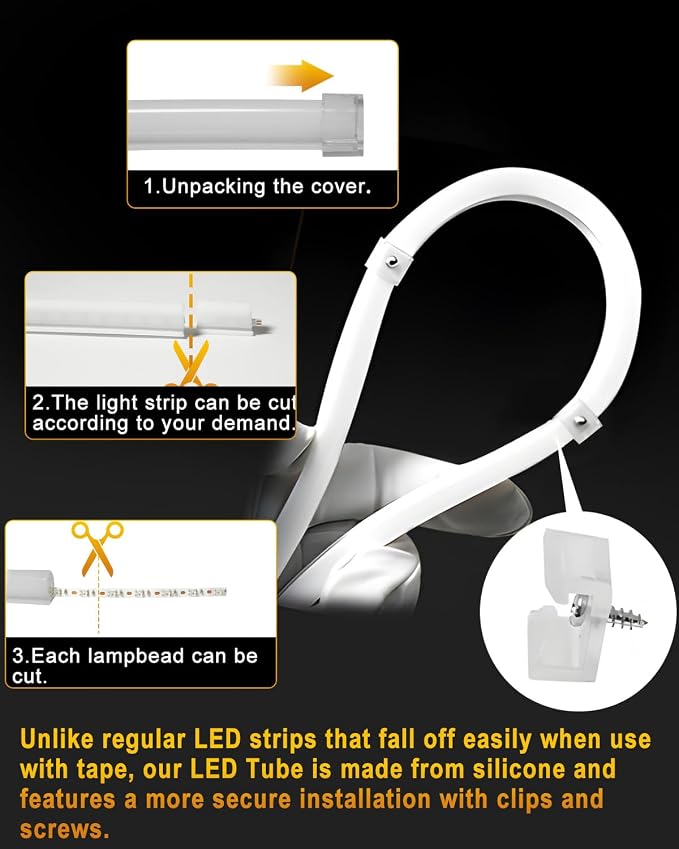 Qasim Sequential LED Strips APP Bluetooth Control RGB Multi Color Headlight 24Inch LED Daytime Running Lights Flexible DRL Tube Strip 12V 2-Pack