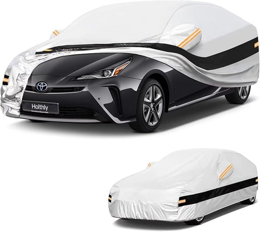 10 Layers Car Cover Custom Fit for Toyota Prius (2011-2026), Waterproof All Weather for Automobiles, Outdoor Full Cover Sun Dust Rain Protection with Cotton. Silver