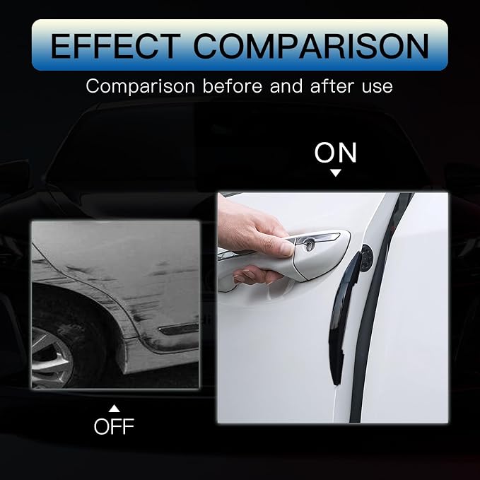 4 PCS Car Door Anti-Collision Strip, Rearview Anti-Impact Sticker, Door Protection Decorative Covers, Door Edge Bumper Guard, Universal Car Side Door Edge Protector (Black)