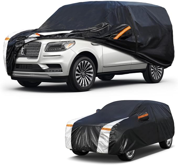 Large SUV Car Cover for Lincoln Navigator 1997-2026 100% Waterproof All Weather, Heavy Duty Outdoor Full Exterior Covers Rain Sun Wind UV Protection.