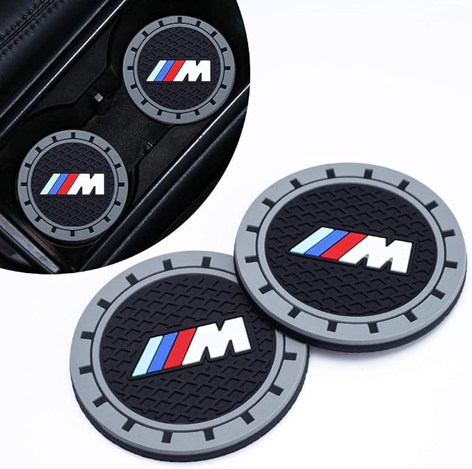 Car Cup Holder Coaster Compatible with BMW M M2 M4 M5 M6 M8 X1 X2 X3 X5 X6 M135i M240i Z4 328i X7, Auto Cup Holder Insert Coaster, 2PCS