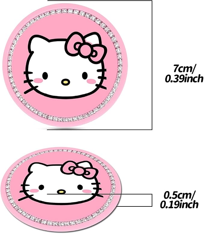 2PCS Cute Kitty Cup Holder Coasters, Black Silicone Anti-Slip Car Coasters,Car Cup Pads,Universal 2.75 Inch