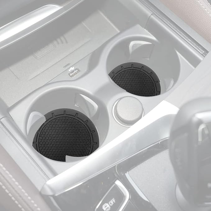 Car Cup Holder Coaster, 4 Pack 2.75 Inch Diameter PVC Non-Slip Universal Insert Coaster, Durable, Suitable for Most Car Interior, Car Accessory for Women Men Black