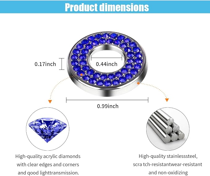 JOYCOURT 4Pack Bling Car Inner Door Lock Pull Stickers, Blue | Rhinestone Bling Car Pull Rod Bolt Decoration Cover Interior Car Accessories, for Mercedes-Benz A/B/C/E Class GLC GLA GLK GLA