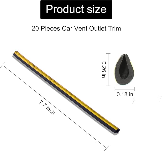 LivTee 20 Pieces Car Air Conditioner Decoration Strip for Vent Outlet, Universal Waterproof Bendable Air Vent Outlet Trim Decoration, Car Interior Accessories (Shiny Gold)