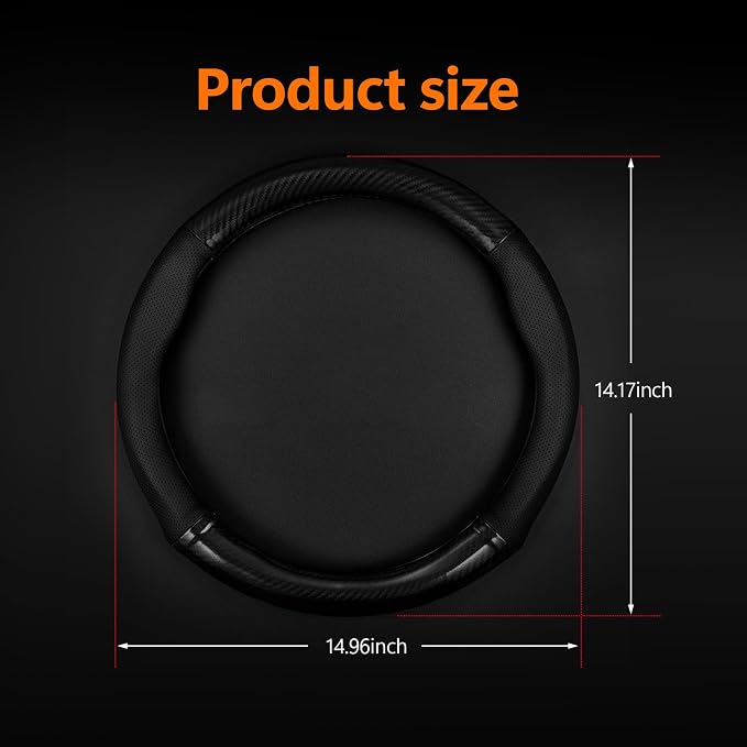 QODOLSI 1 Pack Car Breathable Steering Wheel Cover, Wear -Resistant Steering Wheel Sleeve, Carbon Fiber Non-Slip Steering Wheel Protector, Four Seasons Universal Steering Wheel Set (Circular)