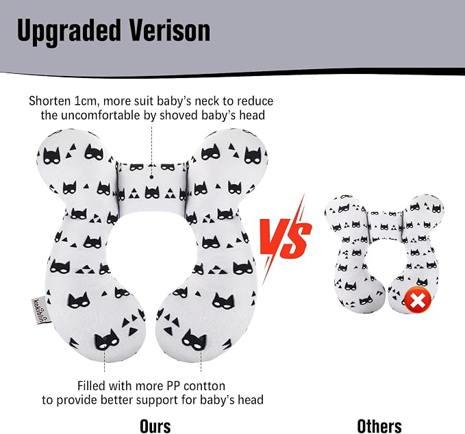 KAKIBLIN Baby Travel Pillow for Head and Neck, Upgraded Baby Support Pillow, Baby Neck Pillows for Car Seat,Pushchair,Travel, Grey
