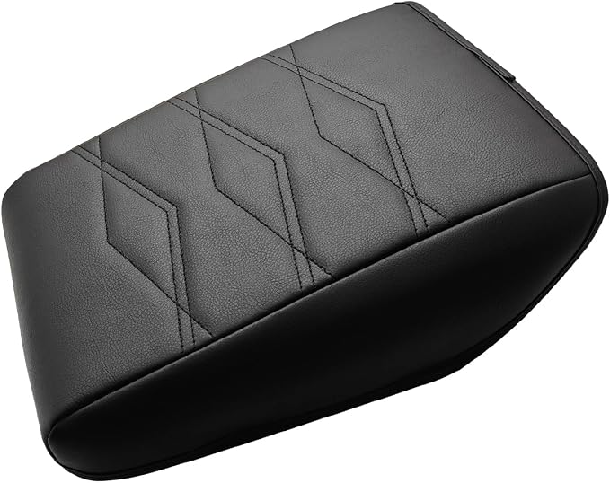 Muslogy Center Console Armrest Cover Fit for Volkswagen Atlas & Cross Sport 2024-2026 Accessories, Comfort Armrest Pad Console Lid Cushion Vegan Leather Regular Thick (V1_Black)