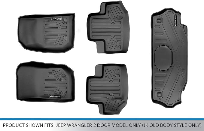 MAX LINER A0194/B0236/D0236 Floor Mats 2 Rows and Cargo Liner Set Black for 2015-2018 Jeep Wrangler 2 Door Model Only (JK Old Body Style Only)