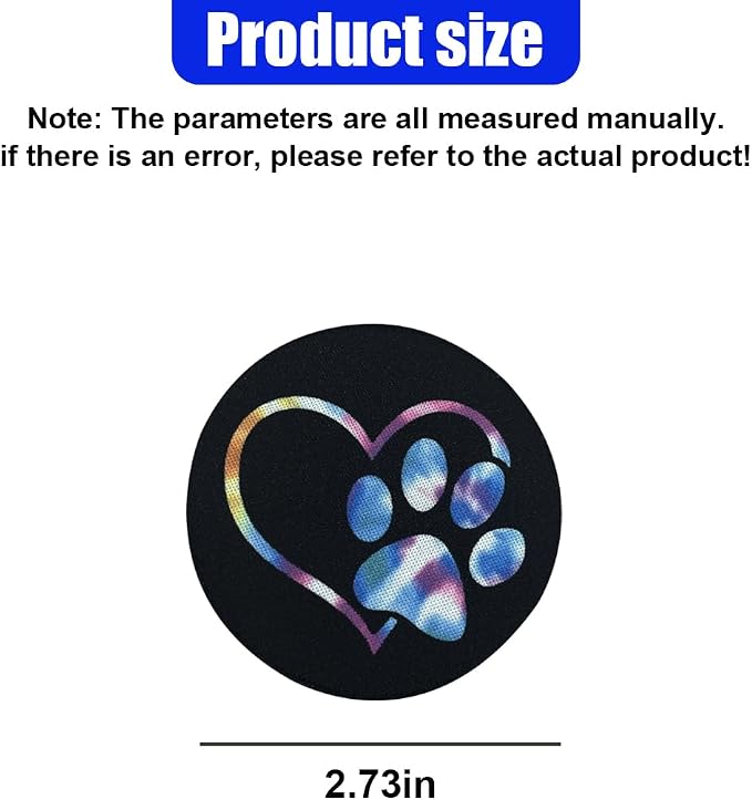 2PCS Dog Paw Heart Print Car Cup Holder Coasters, 2.73 Inch Anti-Slip Shockproof Automotive Drink Mat for Women and Men, Universal Vehicle Cup Holder Insert for RV, SUV, Truck (BE&PK)