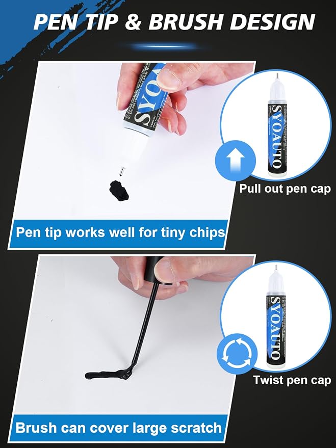 SYOAUTO Gray Car Touch Up Paint Auto Touch Up Paint 0.4 oz Gray Automotive Scratch Repair Pen Brush and Tip 2 in 1