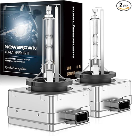 NEWBROWN D3S Hid Headlight bulb 6000K White 200% brightness, Super White Xenon Replacement 66340 42403 42302 Headlight Bulb (35W D3S, 2 Pack)