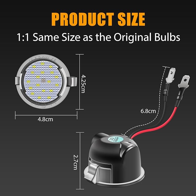 2PCS LED Side Mirror Puddle Lights 6000K White Round Shape Lamp for Ford | for Explorer Edge Expedition F150 Flex Fusion Ranger Mustang Taurus Taurus X, Plug-N-Play, CANBus Ready, SMD LEDs, Waterproof
