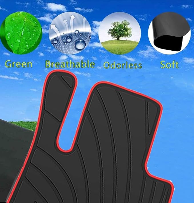 Car Floor Mats for Mercedes-Benz E-Class Sedan 2017-2023 W213 E300 E320 E400 E350 E63 E550 Custom Fit Black Red Rubber Auto Liners Set All Weather Heavy Duty Odorless