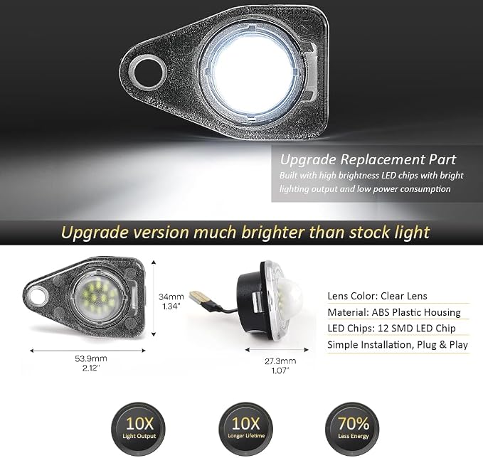 D-Lumina LED License Plate Light Tag Lamp Assembly for 2003-2014 Expedition, 1996-2007 Taurus, Freestar Freestyle Mercury Sable Monterey Lincoln Avaiator Navigator, 6000K White Tag Lights, Pack of 2