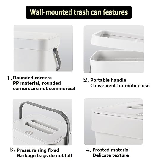 Small Trash Can with Lid Mini Kitchen Hanging Trash Can Tightly Sealed Odor Free, Small Countertop Compost Bin for Scraps from Daily Cooking, Mountable Trash Bin for Kitchen Counter, 5L/1.3 Black
