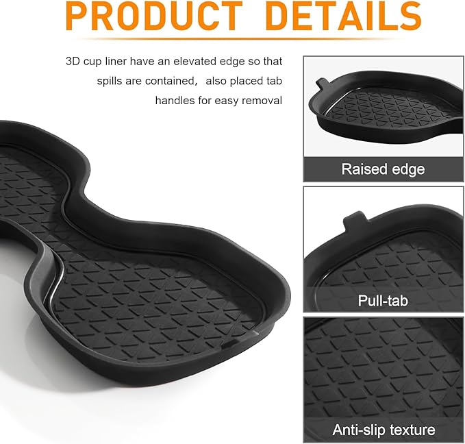 for Honda CRV Accessories 2023 2024 2025 2026 3D Cup Holder Center Console Liner Inserts Silicone Anti-dust Mat Pad Interior Decoration (2 Pcs, Black Trim)