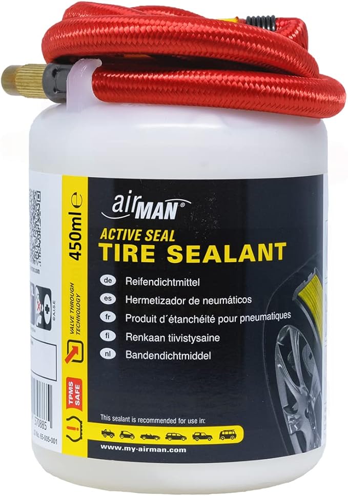 AirMan 65-005-001 ATVT HB Tyre Repair Sealant 450 ml-Assorted hose(Red/Black)