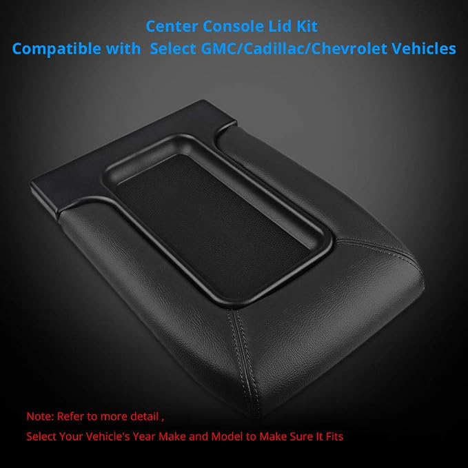 Compatible with Center Console Lid Cover Armrest Kit Chevy GMC | Compatible with Pickup Truck Suburban Tahoe Silverado Sierra Yukon XL Replaces 19127364 Black
