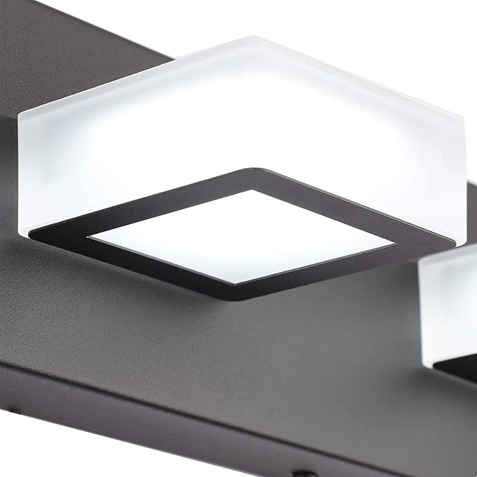 Ralbay Black Bathroom Lights Fixtures Dimmable 5 Color Temperature Black Acrylic Modern Matte Black Vanity Light for Bathroom 40.4inch