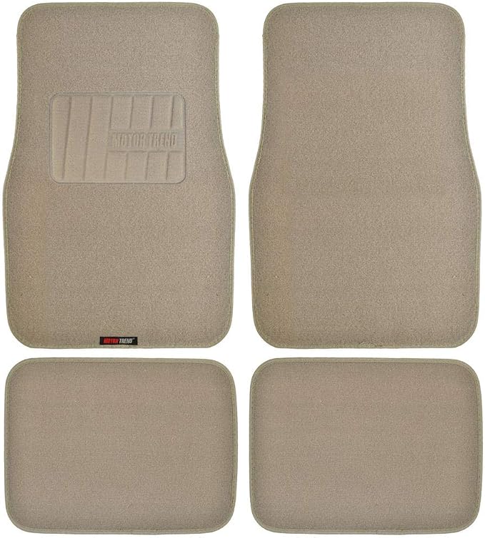 Motor Trend FatRug Premium Carpet Car Floor Mats - Thick Robust Auto Gear, Universal Fit for Your Car Truck or SUV, Beige