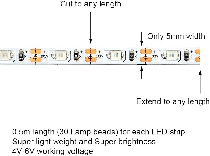 LED Light Strip for RC Fixed Wing Airplane Flying Wing Plane AR Wing Drone Model Car Truck (Green)