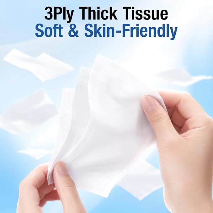 Car Tissue Refills, 3-Ply, 4 Packs | Facial Napkin, For Car Visor Tissue Holder, 30 Sheets/Pack, Thicker, Soft Smooth