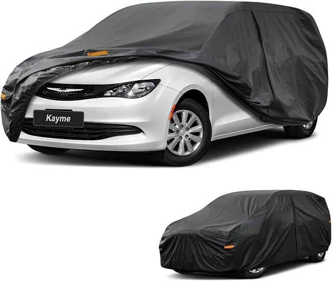 Kayme 7 Layers Car Cover Custom Fit for Chrysler Voyager/Pacifica Minivan (1999-2025) Waterproof All Weather for Automobiles, Outdoor Full Cover Rain Sun UV Protection.Black