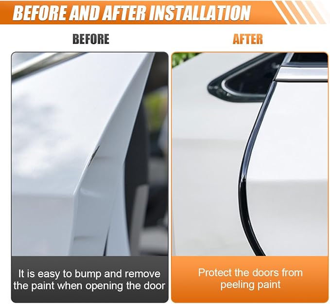 Car Door Edge Guards 16.4ft, Universal U-Shaped PVC Trim Strip Chrome Tape Self-Adhesive, Scratch Resistant Automotive Door Edge Molding Protection for Cars Truck SUV Weatherproof(Black-5M)