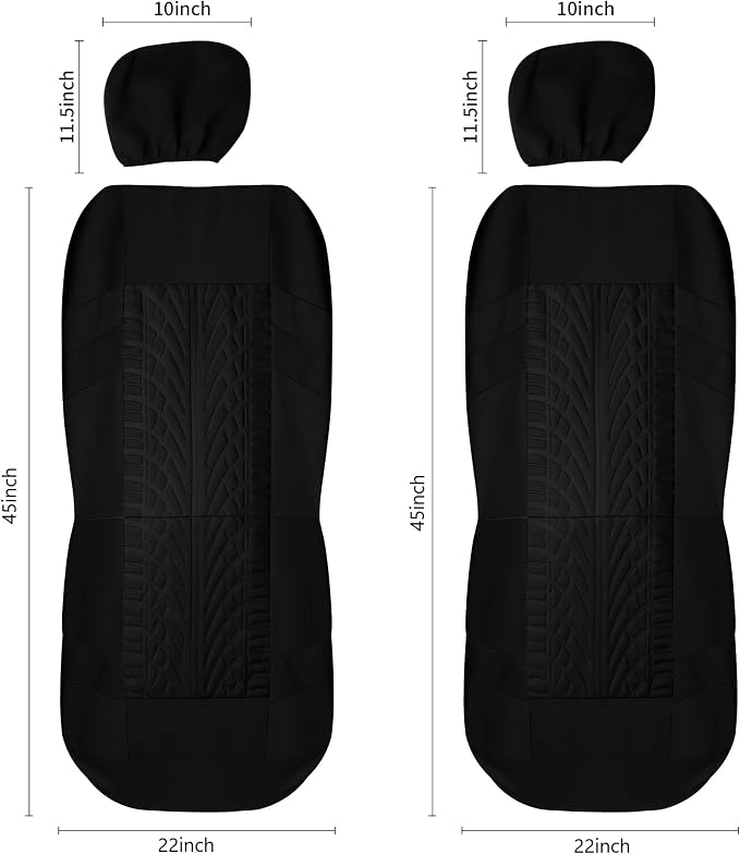 Pariitadin Car Seat Covers Front Pair, Washable and Breathable Seat Covers for Cars, Universal Fit Car Interior Covers for Most Sedan Truck SUV, Black