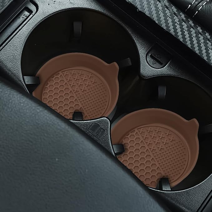 Mandark 4PCS Car Cup Holder Coaster, Silicone Anti-Slip Vehicle Insert Water Bottle Mat, Automotive Interior Insulation Drink Cup Pad Decor Accessories, Universal for SUV, Sedan, Truck (Coffee)