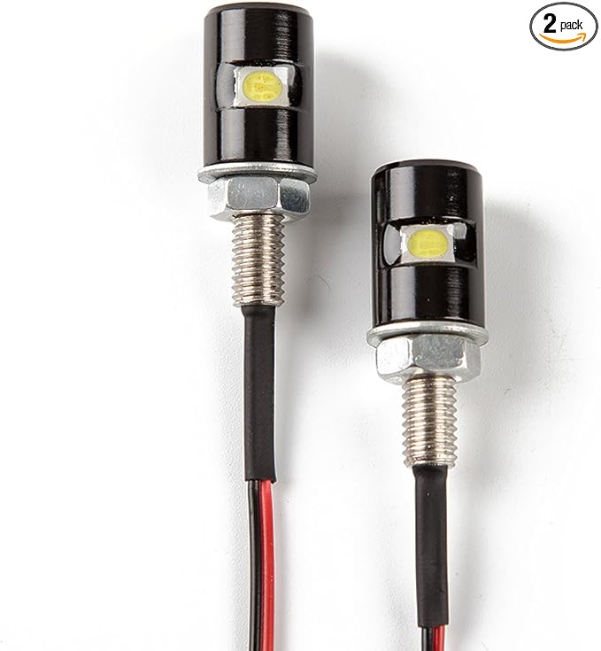 CZC AUTO 2PCS License Plate Light, License Tag Screw Bolt Lamp, 12V White LED Bulb, Waterproof/Rainproof, Black Aluminium Light Holder, Legal for Car Motorcycle Truck RV ATV Bike
